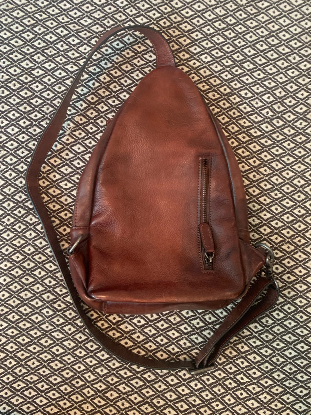 Men's Brown Leather Sling Bag - Picture 4 of 5